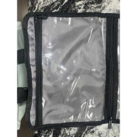Thirty One Hanging Jewelry Folding Travel Makeup Brush Bag Zip Black White Link - Picture 5 of 8